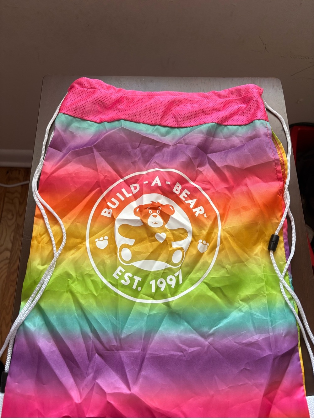 Build-A-Bear Rainbow Drawstring Backpack Bag or Colorful Plush Toy Carrier